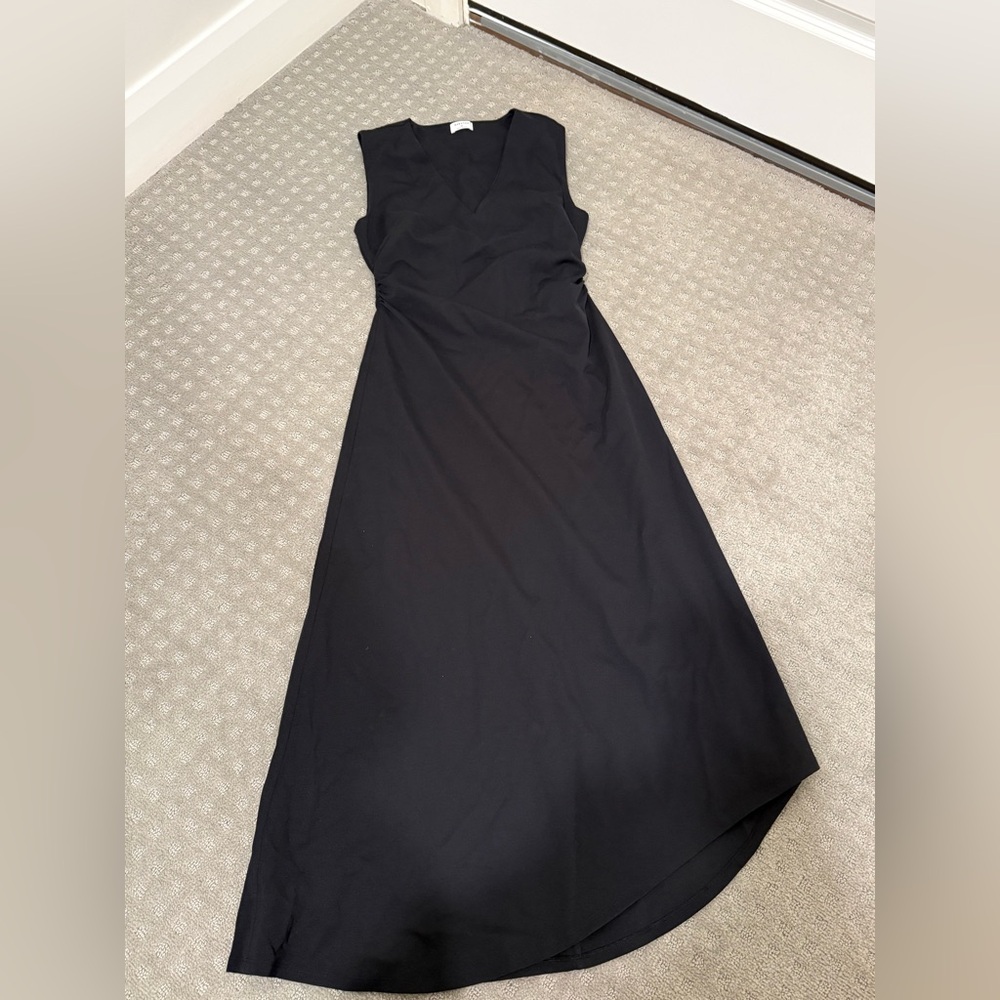 Aritzia Ruched Waist Black Sleeveless Dress